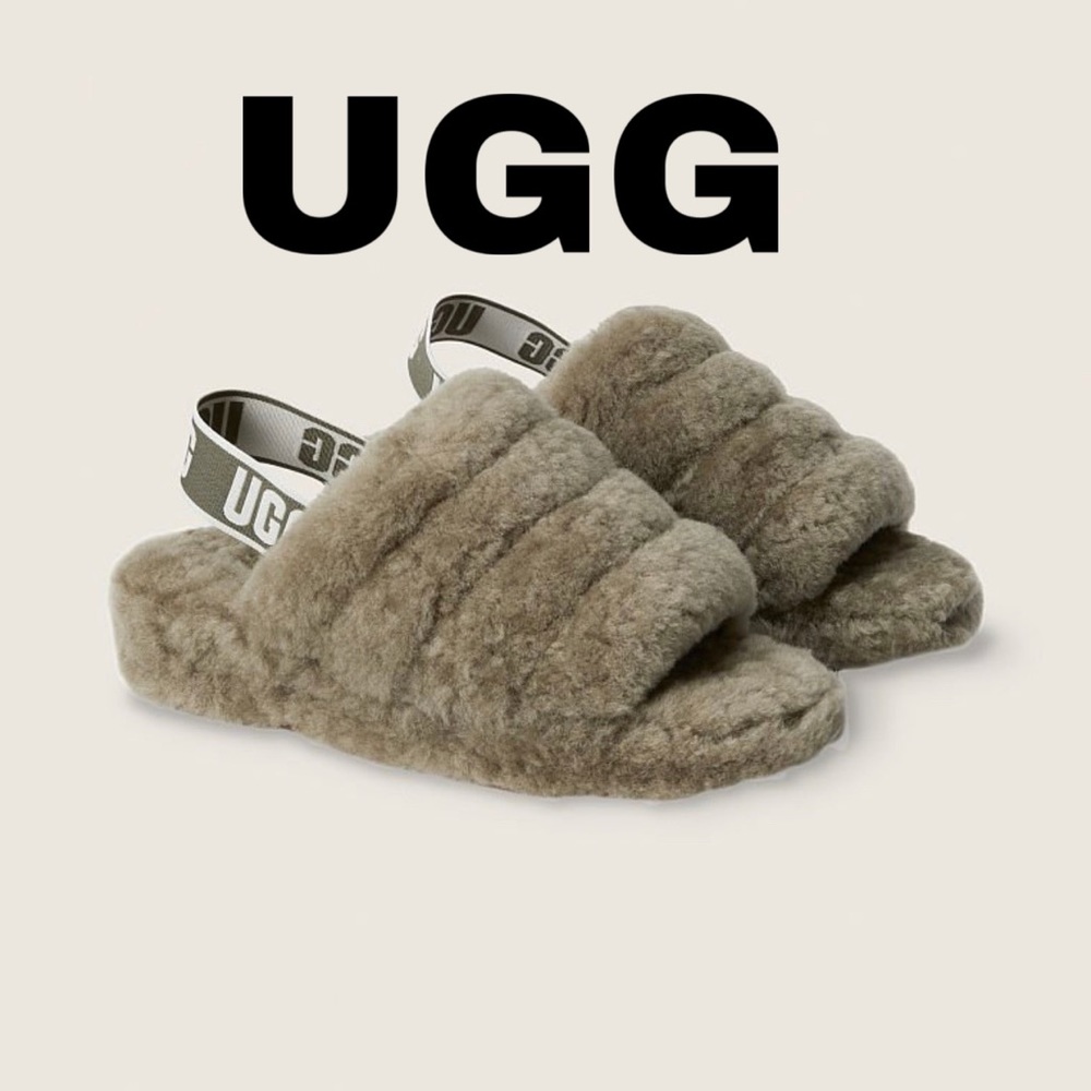 Ugg Fluff Yeah Slide Green comfortable winter casual outdoor cozy home classic